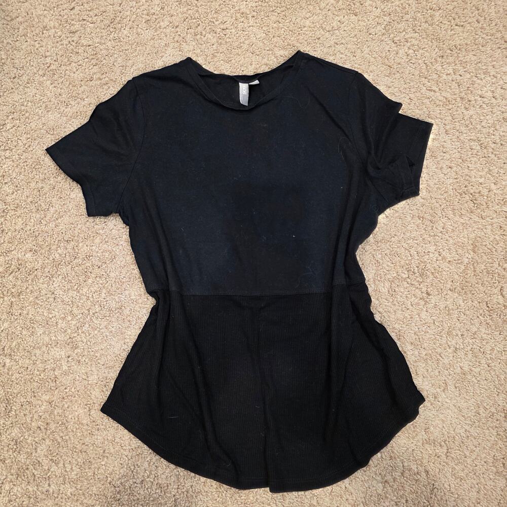 euc ASOS black dual block solid and ribbed t shirt sz 8